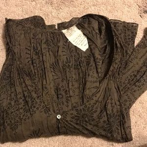 Free People olive gray chiffon blouse